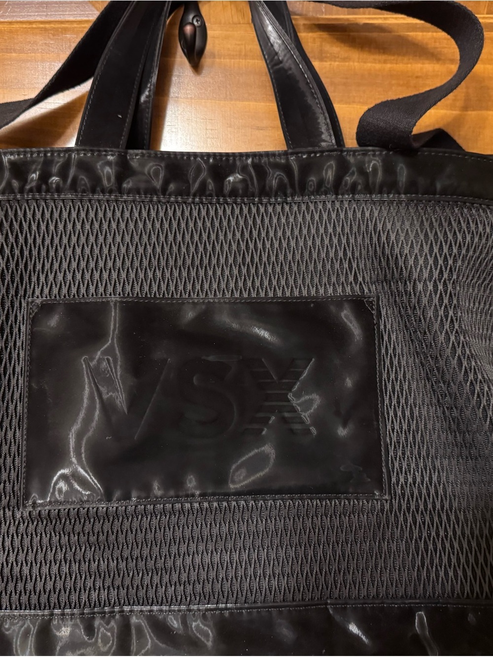 VSX Black Mesh Tote with Glossy Logo Panel